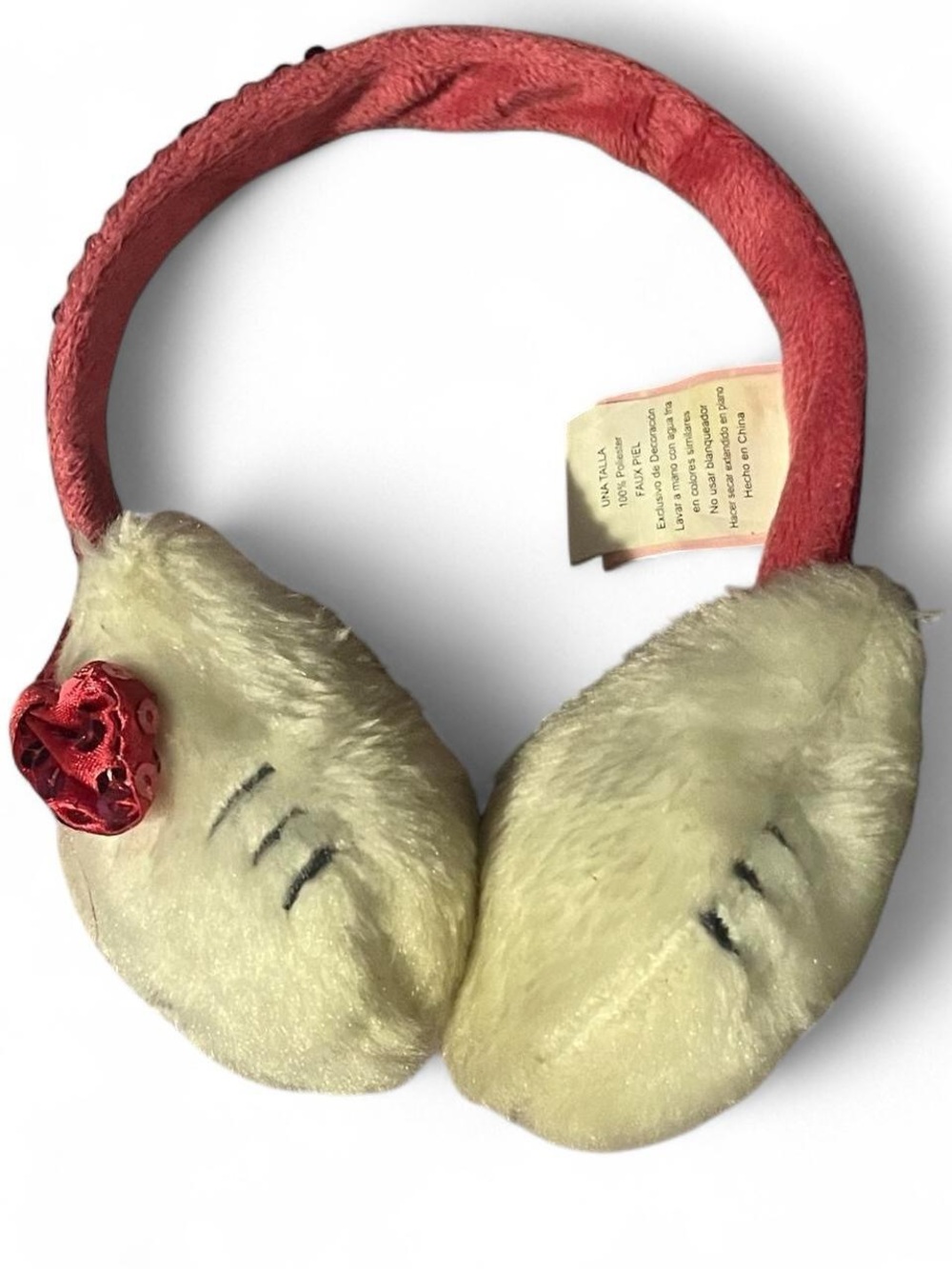 Hello Kitty Cream Plush Over-Ear Headphones with Pink Headband